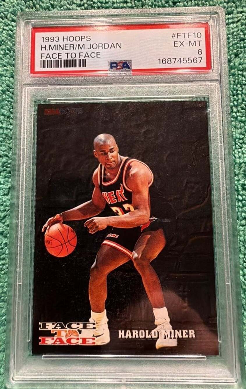 1993 Hoops H. Miner/M. Jordan Face to Face PSA 6 Trading Card